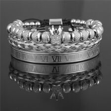 Luxury Micro Pave Crown Bracelets Roman Royal Charm Mens Bracelets Stainles AGS