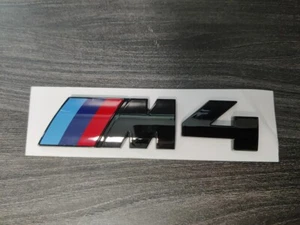BMW M4 BLACK BADGE IN GLOSS BLACK, ADHESIVE, OEM+ ,For Rear boot - Picture 1 of 3