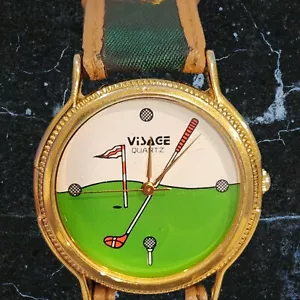 VINTAGE VISAGE QUARTZ GOLF WATCH -NEW BATTERY WORKING - Picture 1 of 8