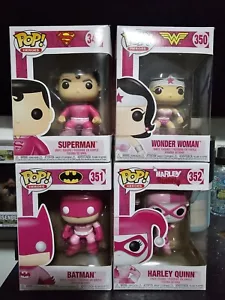 Funko Pop Lot DC: Breast Cancer Set 4 Superman Batman Harley Quinn Wonder Woman - Picture 1 of 7