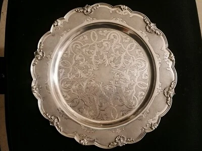 Antico vassoio rotondo in argento 800 - Immagine 1 di 4