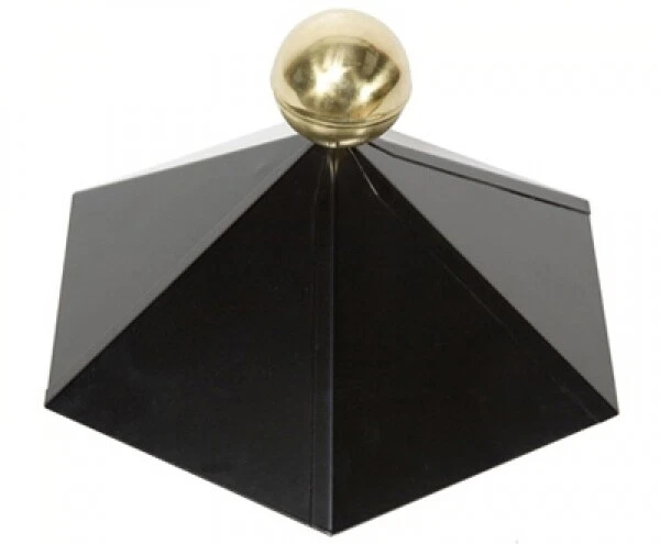 HOLZHAUS HELLE Dachhaube schwarz 6-Eck mit Messingkugel Pavillon Gartenlaube Turmspitze