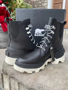 SOREL BREX BOOT LACE WP 8 Women's Outdoor Boot Waterproof Leather Black New - Picture 1 of 9