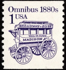 US - 1986 - 1 Cent Violet Re-Drawn 1880's Omnibus Transportation Coil # 2225 NH - Picture 1 of 1