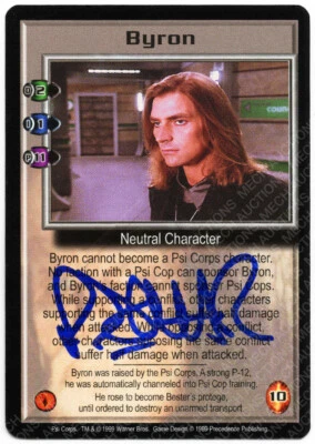 Babylon 5 CCG Psi-Corps Embossed Card Byron Robin Atkin Downes Autograph Blue Tk - Image 1 of 3