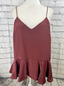 Marie Oliver Tank Top Women's Size S Brown 100% Silk Ruffle Sleeveless V-Neck - Picture 1 of 7