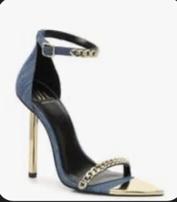 JLO JENNIFER LOPEZ 洗蓝色牛仔凉鞋 7.5 码 — 第 1/3 张图片