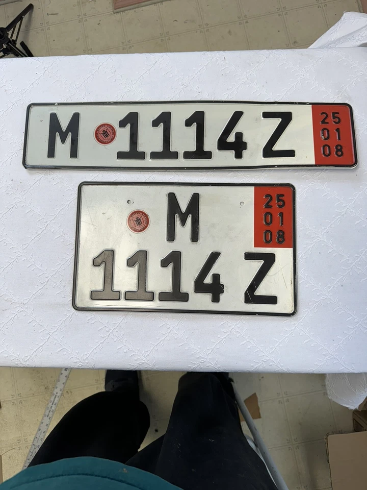Matching Front Back Tags Euro Deliv Export  ZOLL BMW  VW Porsche license Plates - Image 1 of 3