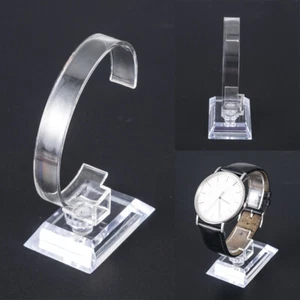 Transparent Plastic Wrist Watch Display Stand Holder Rack Show Case Stand Tool - Picture 1 of 11