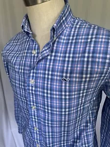 Camisa de popelina de algodón azul/blanco a cuadros VINEYARD VINES para niños, XL (18) - Imagen 1 de 9