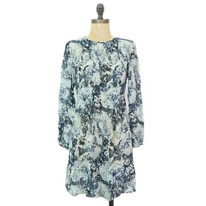 CLUB MONACO Delaynee Silk Mini Dress 2 Sheer Chiffon Floral Navy Office EUC B13 - Picture 1 of 6