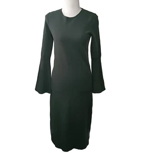Scanlan Theodore Size XS AU 6 - 8 Green Crepe Knit Quiet Luxury Bell Slv Dress - Bild 1 von 8