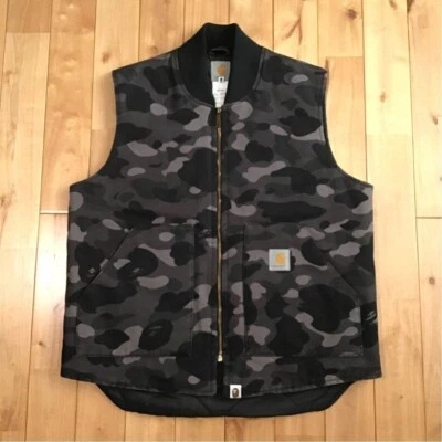 A Bathing Ape × Carhartt Collaboration Vest Black Camouflage Size L Used - Image 1 of 4
