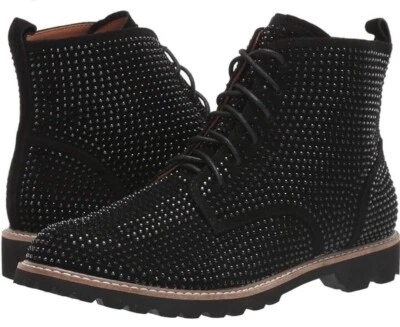 L'Amour Des Pieds черный Raynelle замши со стразами зажим подошвы боя ботинки размер 9 - Изображение 1 из 4