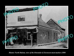 OLD 8x6 HISTORIC PHOTO OF HUNTER NORTH DAKOTA THE O&S MEAT MARKET c1890