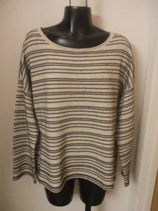 Eleen Fisher L Peppered Organic Cotton Wool Maple Oat Bateau Neck Top NWT $238 - Picture 1 of 12