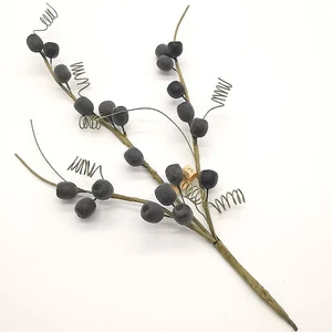 Heidelbeeren Zweig Kunstblume Sebnitz alter Christbaumschmuck, Watte, Handarbeit - Bild 1 von 2