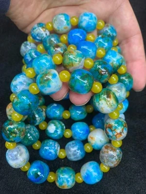 ¡5 Piezas Maravillosas Pulseras Cuentas Dzi Ágata Vena Dragón Natural Azul Tibetano!!!!!! Foto 1 de 4