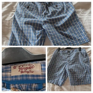 Men's Shorts Penguin Munsing Wear Size 36 Blue mix Check Cotton Polyester - Picture 1 of 16