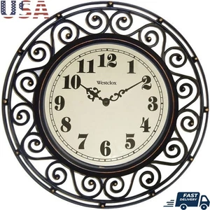 Orologio da parete in ferro battuto 12 pollici rotondo decorativo analogico quarzo decorazione casa regalo - Foto 1 di 10