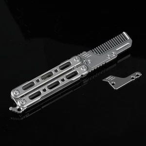 Titanium Practice Balisong Butterfly Trainer Folding comb bottle opener EDC DIY - Picture 1 of 12