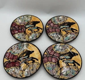 Platos abstractos para caballos pintados a mano Nancy Huff Desert Creations de colección 1998 Studio - Imagen 1 de 12