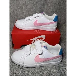 Nike Kids Court Royale Sneakers (PSV) Kids Size 12.5C White/Pink/Blue 833536 110 - Picture 1 of 9