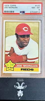 1976 Joe Morgan Topps Baseball #420 Cincinnati Reds PSA 8 QUASE PERFEITO-MT HOF - Imagem 1 de 3