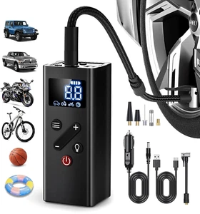 Pocket Air Car Tire Inflator Portable Air Compressor by Bullseye Pro, Rechargeab - Picture 1 of 4