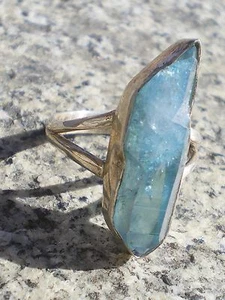 Bague  Cristal de Quartz Bleu & Argent ( Brésil ) 30 cts  ( Size Us: 9 1/2) - Bild 1 von 1