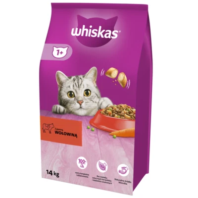 WHISKAS Adult 14kg - Trockenfutter für Katzen mit Rindfleisch und Gemüse - Bild 1 von 4