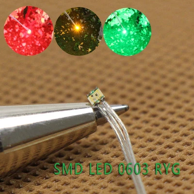 T0603RGY 20pcs Pre-soldered micro litz Wire Red Green Yellow SMD LED 0603 Light - Image 1 of 4