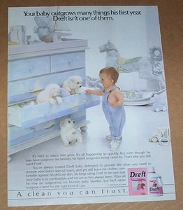 1992 página de anuncio - jabón de lavandería para bebé Dreft LINDO niño y cachorro perros IMPRESO publicidad - Imagen 1 de 1
