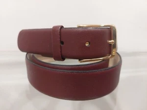 Pierre Cardin Soft Brown Leather Belt Size 38 Square Golden Buckle Cowhide Spain - Picture 1 of 11