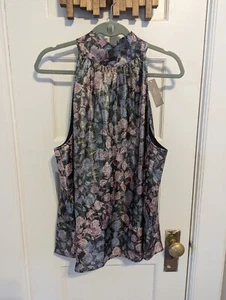 Neu J. Crew Collection Top Gr. 2X plus Bindekragen plus Bluse Metallic - Bild 1 von 6