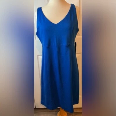 New York & Company Blue Cotton Dress Medium New - Image 1 of 3