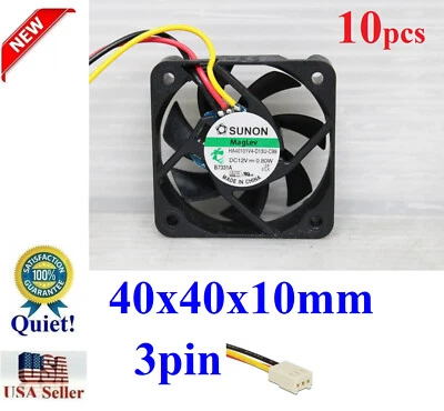 10x Sunon 40x10mm 3pin Fan, HA40101V4-C99, HA40101V4-D13U-C99, Super-Silence! - Image 1 of 4