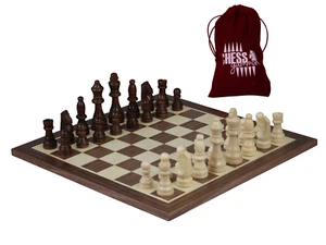 Wooden Chess Set With Chess Pieces And Chess Bag 14 Inch - Picture 1 of 4