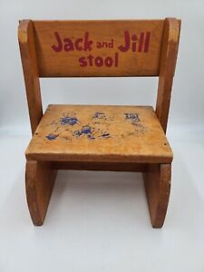 Vintage Wooden Jack and Jill Stool Antique Step Stool Children’s NEEDS WORK