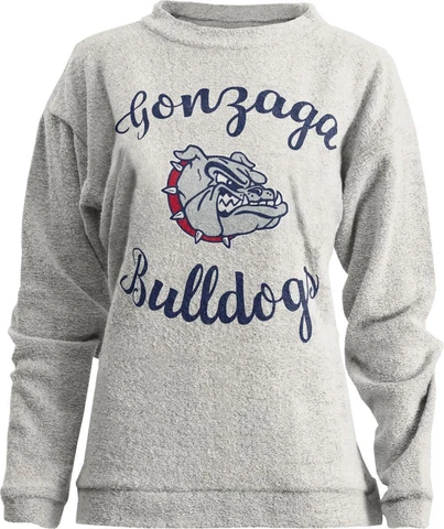 Womens Gonzaga University Bulldogs Sweatshirt Comfy Terry L/S Crew Cover