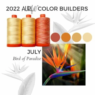 Color Builder BIRD OF PARADISE Aurifil Thread Set 3 Lg Spools 1422 yds 50 wt Ctn - Image 1 of 3