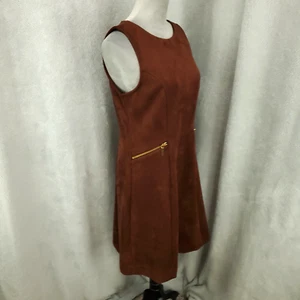Ann Taylor Dress Womens Size 8 Brown Faux Leahter Moleskin Zip Pockets Short - Picture 1 of 10