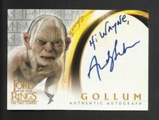 TOPPS GOLLUM ANDY SERKIS LORD OF THE RINGS COMIC CON AUTOGRAPH CARD TWO TOWERS