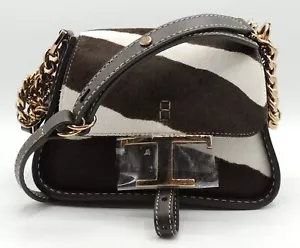 Tod's Timeless Crossbody Micro Bag in Leather, Brown & White - Picture 1 of 17