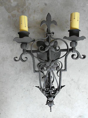 ÚNICO ADORNADO ESTILO AÑOS 20 HIERRO FORJADO RENACIMIENTO ESPAÑOL APLIQUE LÁMPARA LINTERNA  Foto 1 de 4