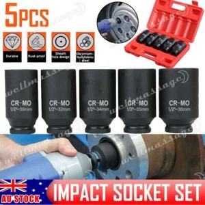 5Pcs 1/2" Drive Deep Impact Axle Hub Nut Socket Set 30/32/34/35/36mm Sockets AU - Picture 1 of 12