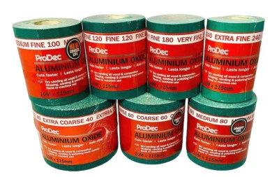 ProDec Ali Oxide 10 Metre Roll Aliminium Sandpaper Crack Resistant Trade Timber