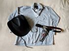 Men?s  Check Shirt Cowboy Costume Outfit Size 38&quot; Hat Gun Holster Neck Tie