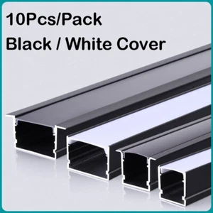 3.3ft Each Aluminum Channel Holder for LED Strip Light with Black Cover 10Pcs - Picture 1 of 38