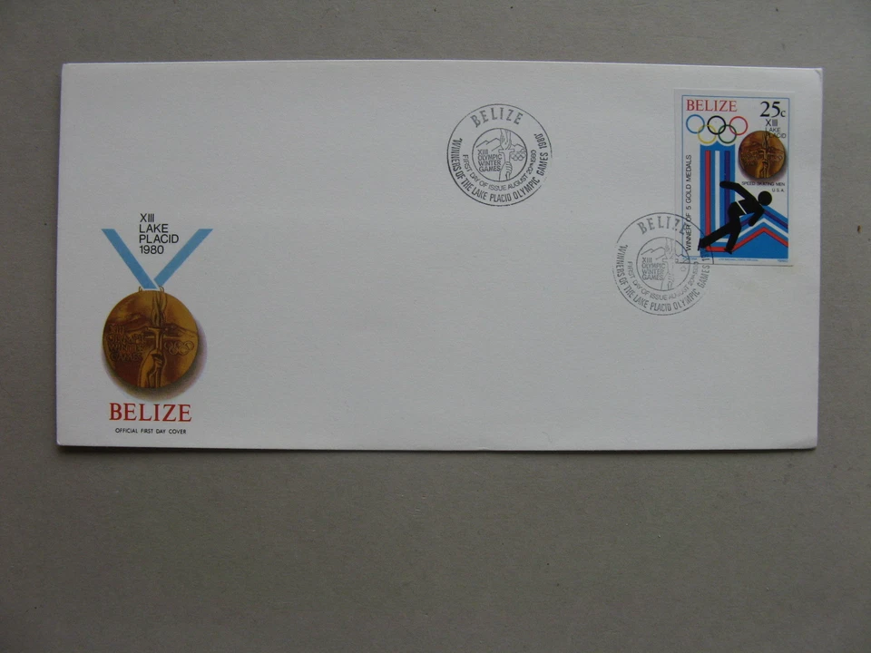 BELIZE, cover FDC 1980, Olympic Winter Games Lake Placid, stamp imperforated - Image 1 of 1